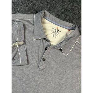 Tommy Bahama Polo Shirt XL Island Modern Fit Gray Short Sleeve Pima Vacation New